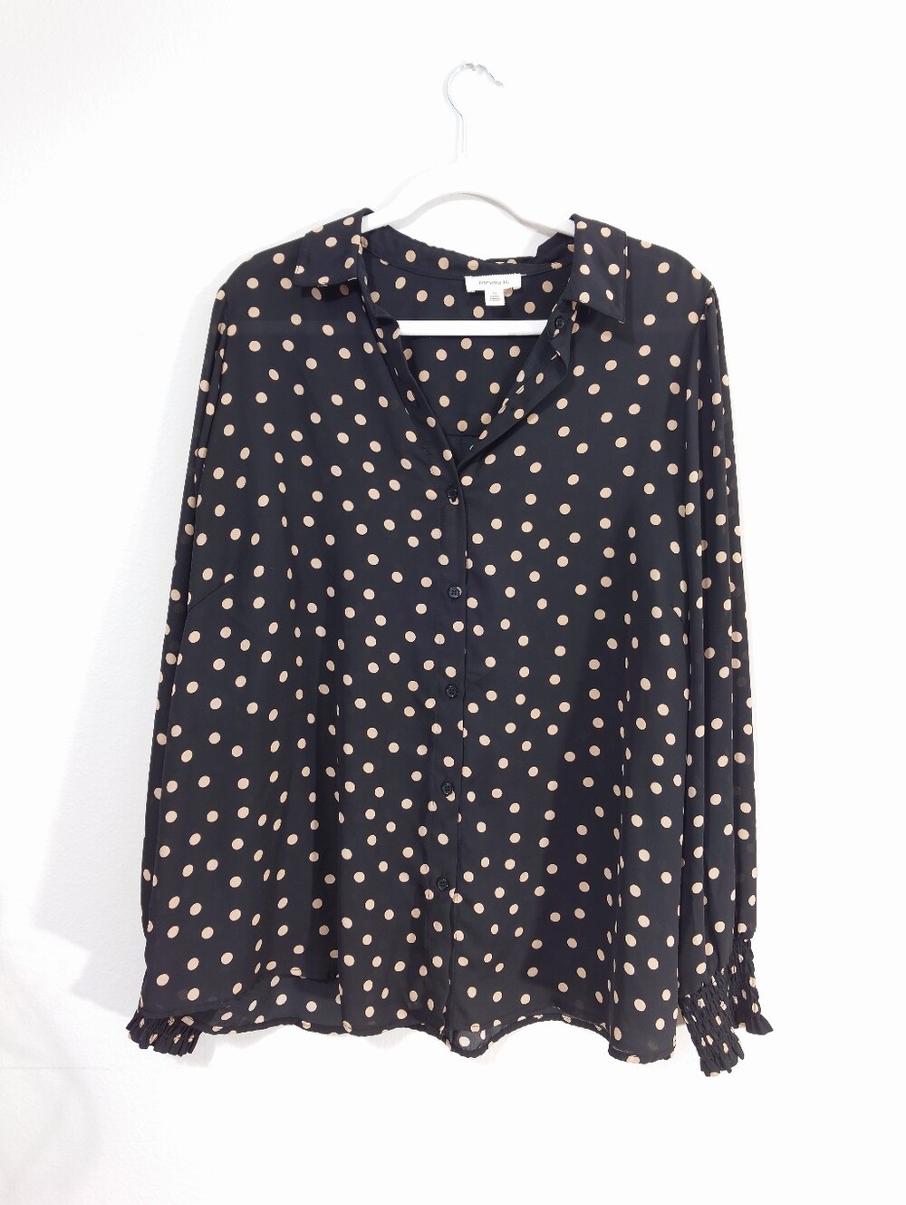 Tamara H Black Beige Polka Dot Blouse Size 1X